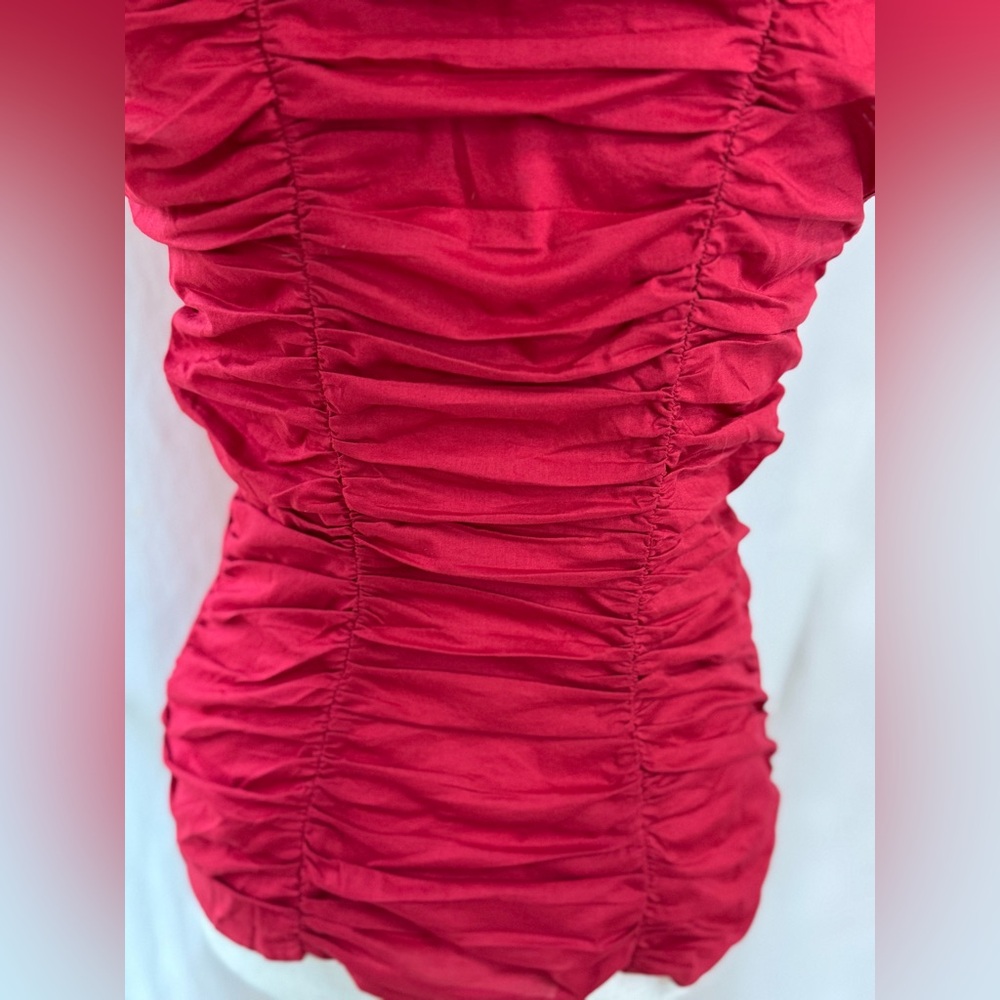 Red Ruffled & Ruched Top - Picture 8 of 9